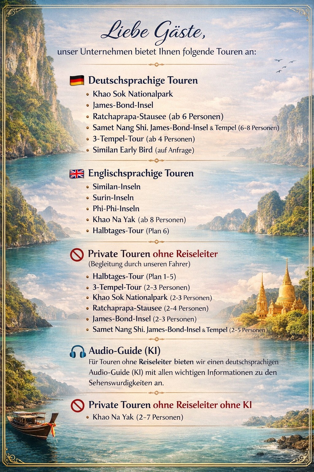 Touren und Sprachservice Übersicht